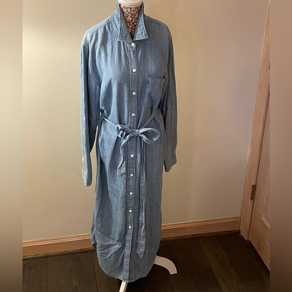 Faherty Tried & True Chambray Midi Shirtdress Women’s Medium - Picture 6 of 17